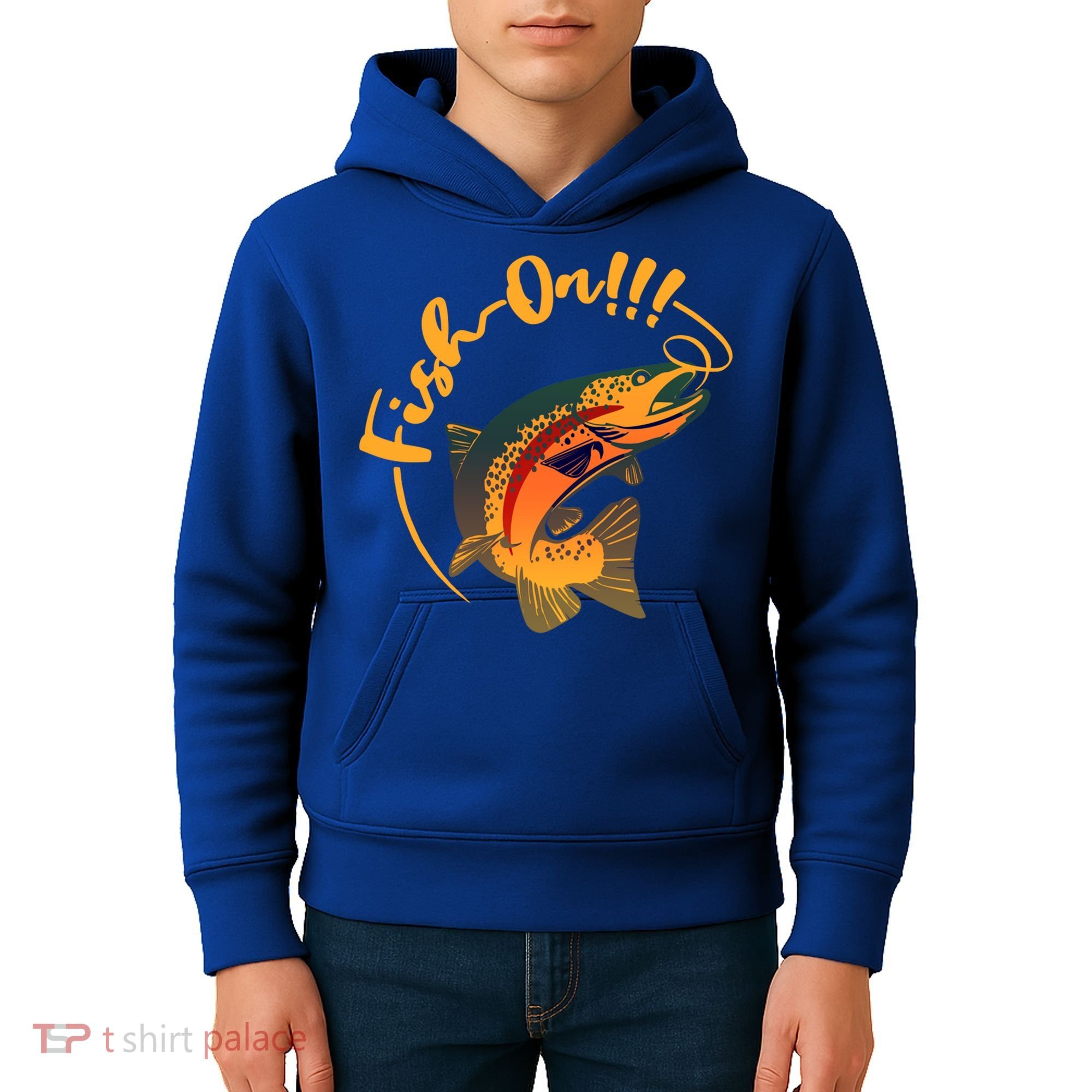 Fish On!!! Rainbow Trout Fishing Funny Gift Kids Hoodie
