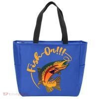 Fish On!!! Rainbow Trout Fishing Funny Gift Tote Bag thumb 0