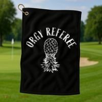 Funny Orgy Referee Upside Down Pineapple Swinger Golf Towel thumb 1