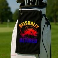 Fishing Ofishally Retired Gift Golf Towel thumb 2