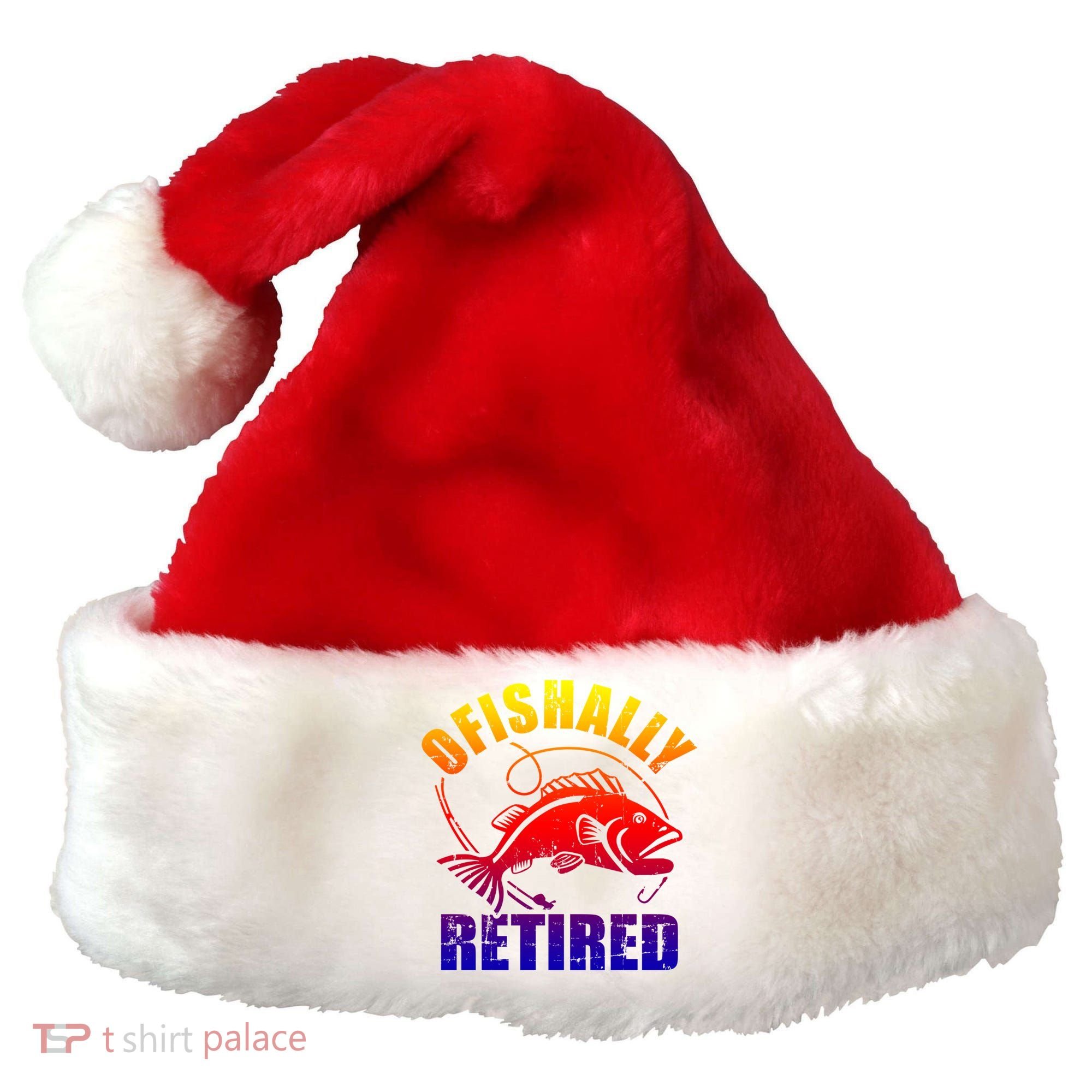Fishing Ofishally Retired Gift Santa Hat