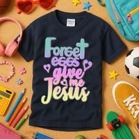 Forget Eggs Give Me Jesus Kids T-Shirt thumb 3