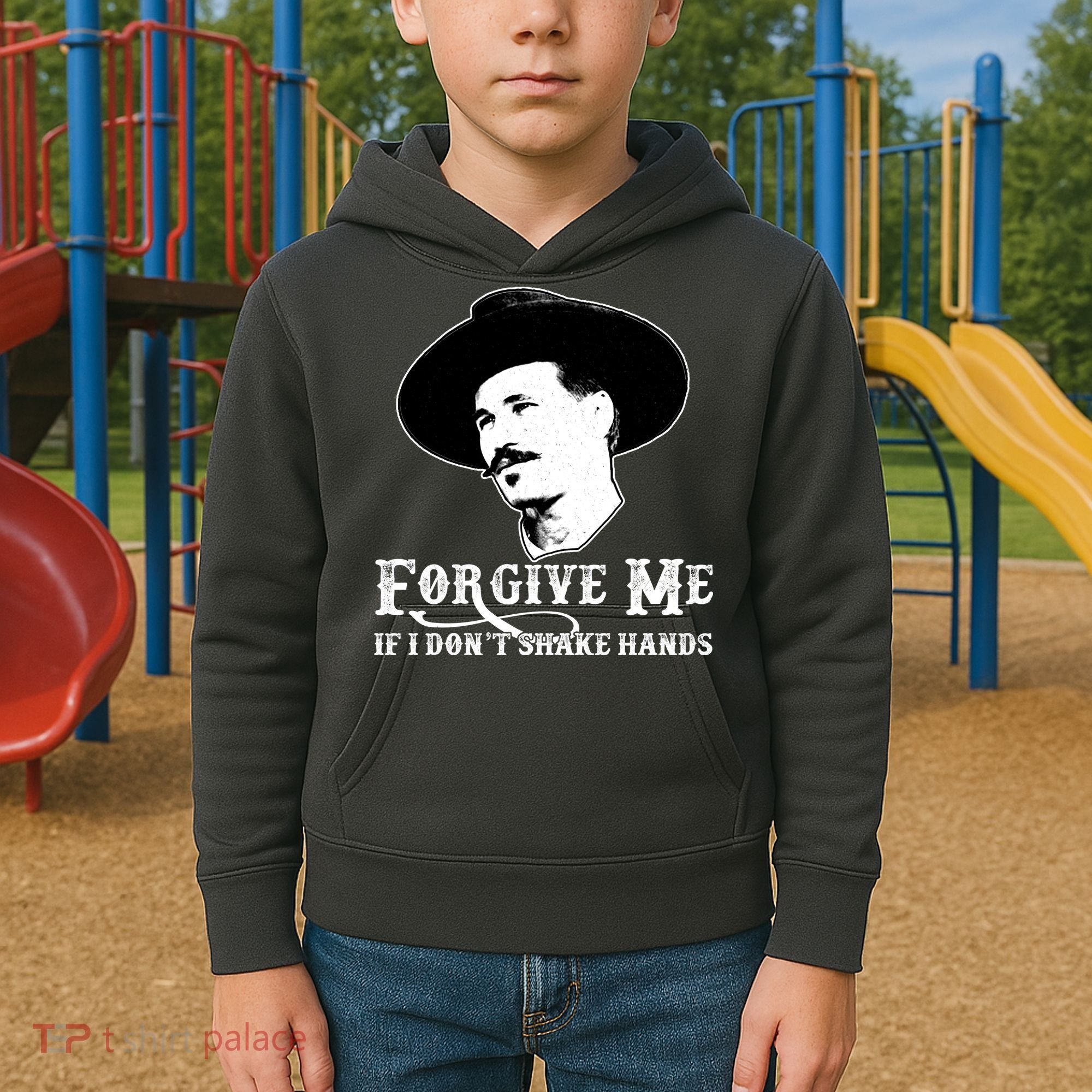 Forgive Me If I Don't Shake Hands Doc Holiday Kids Hoodie