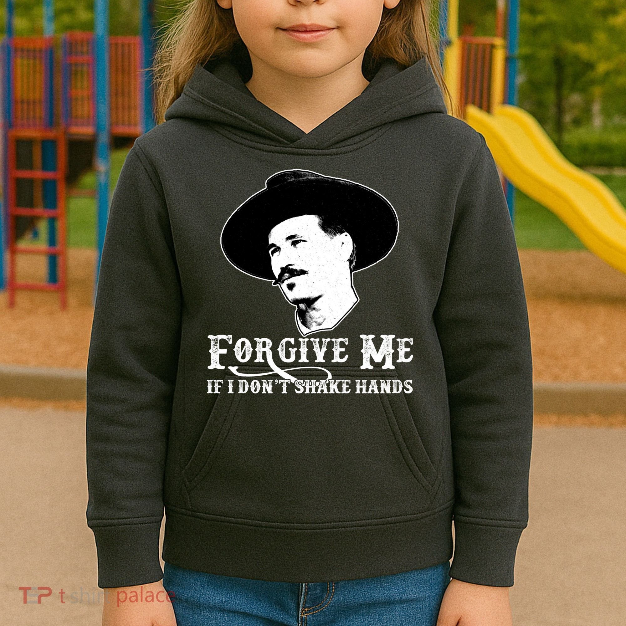 Forgive Me If I Don't Shake Hands Doc Holiday Kids Hoodie