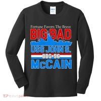 Fortune Favors The Brave DDG-56 USS John S. McCain Kids Long Sleeve Shirt thumb 0