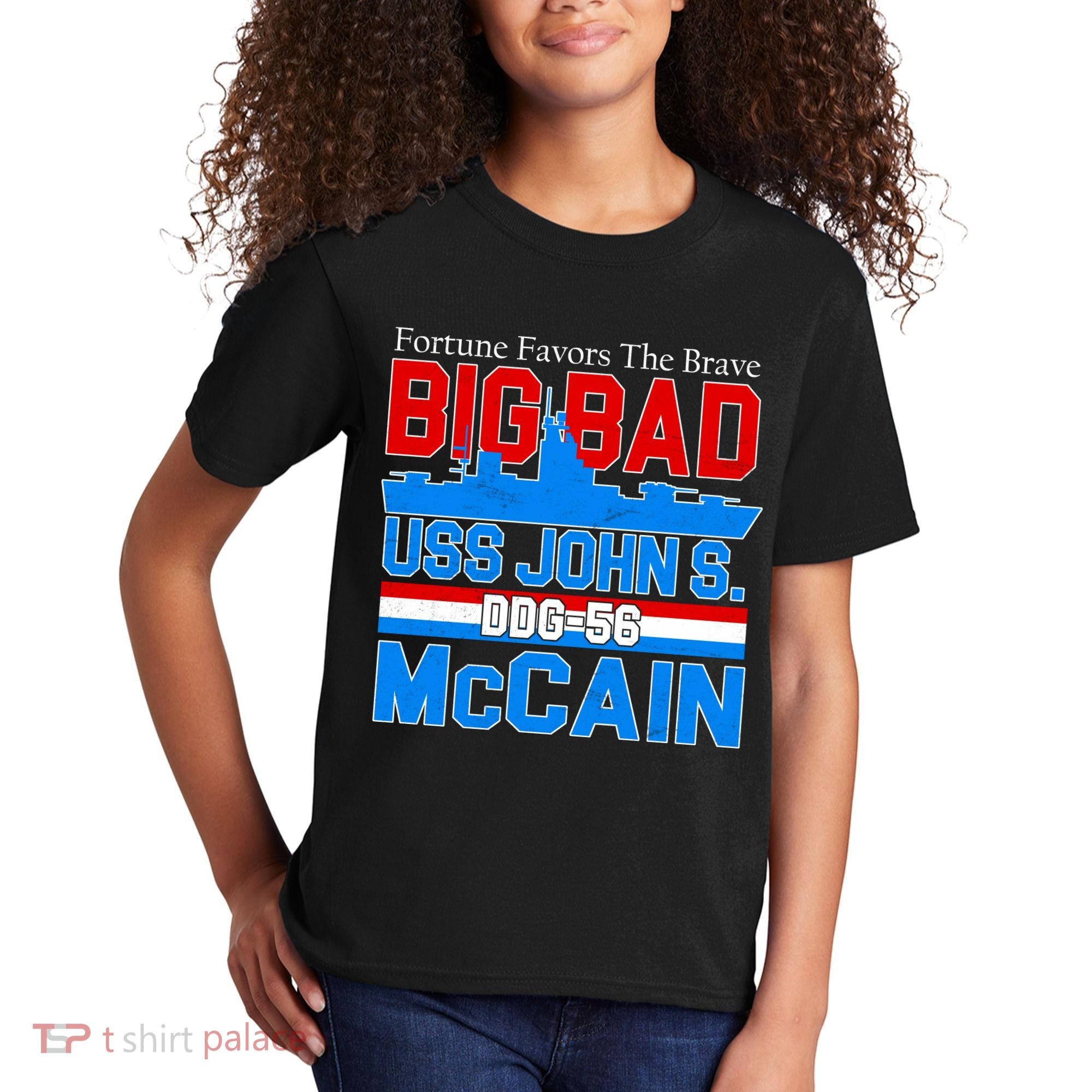 Fortune Favors The Brave DDG-56 USS John S. McCain Kids T-Shirt