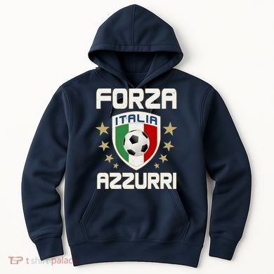 Forza Azzurri Italia Italy Shield Logo Soccer Team Hoodie