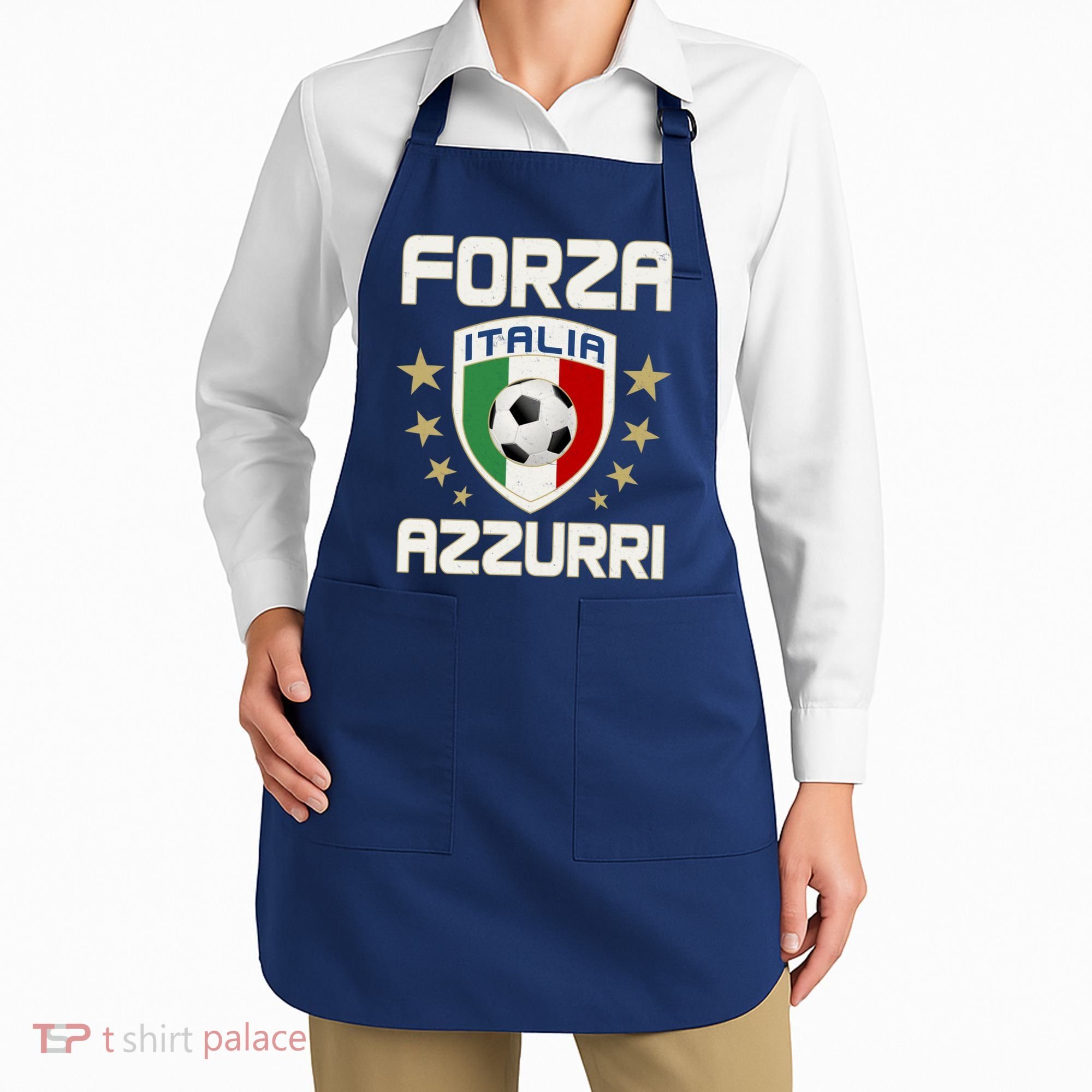 Forza Azzurri Italia Italy Shield Logo Soccer Team Apron
