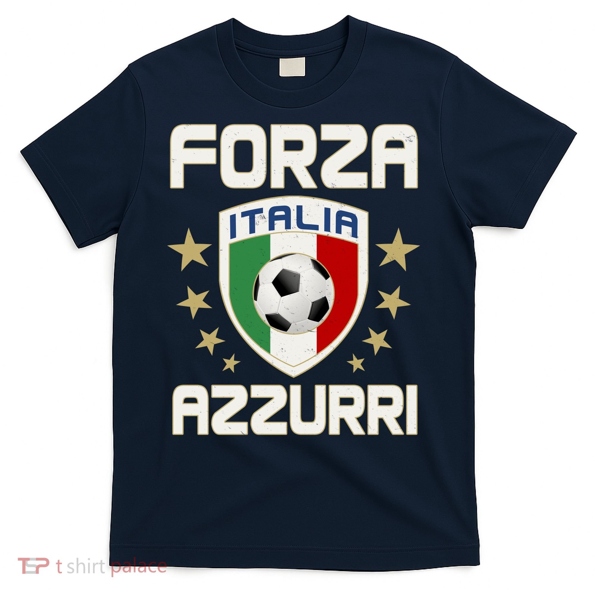 Forza Azzurri Italia Italy Shield Logo Soccer Team T-Shirt