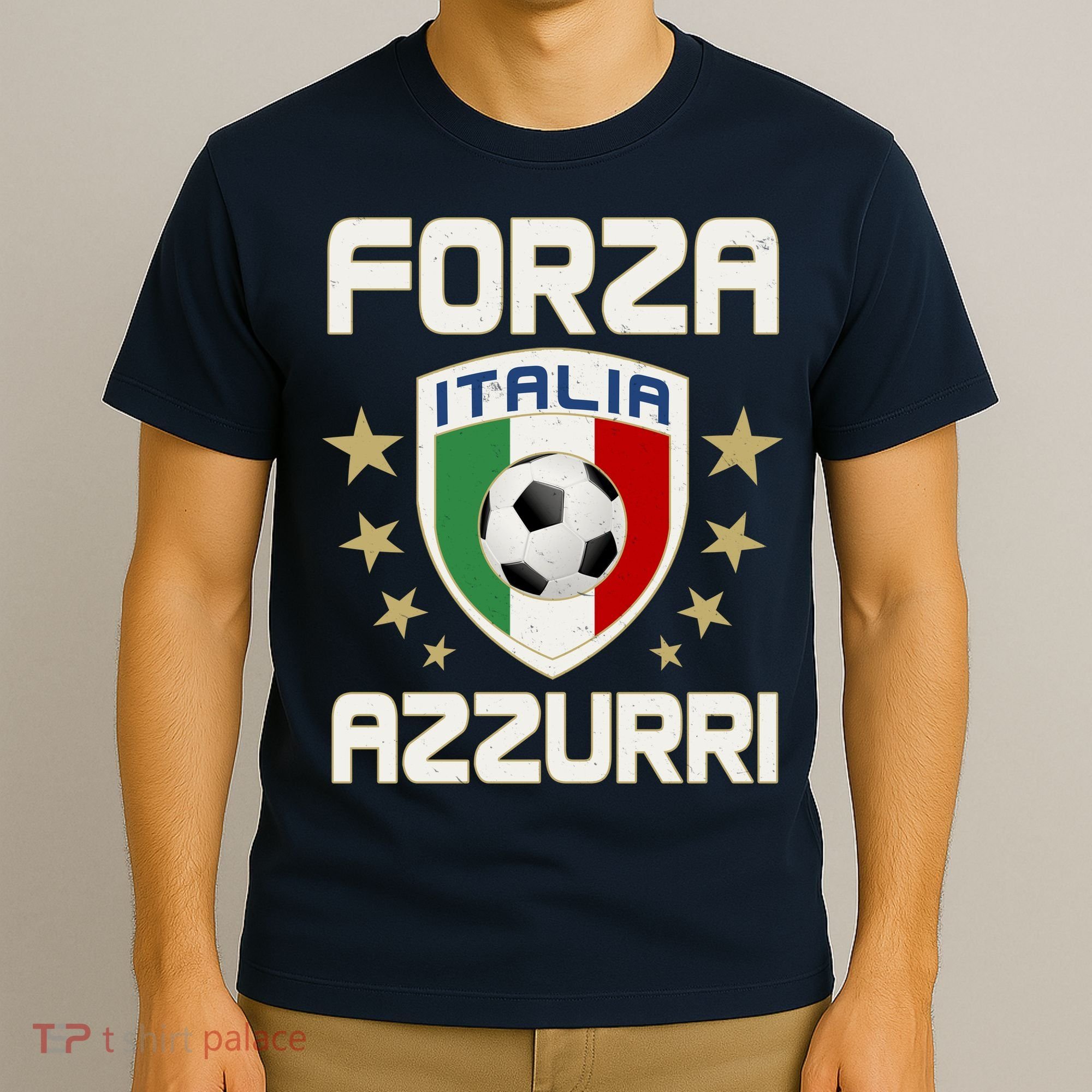 Forza Azzurri Italia Italy Shield Logo Soccer Team T-Shirt