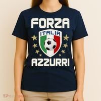 Forza Azzurri Italia Italy Shield Logo Soccer Team T-Shirt thumb 4