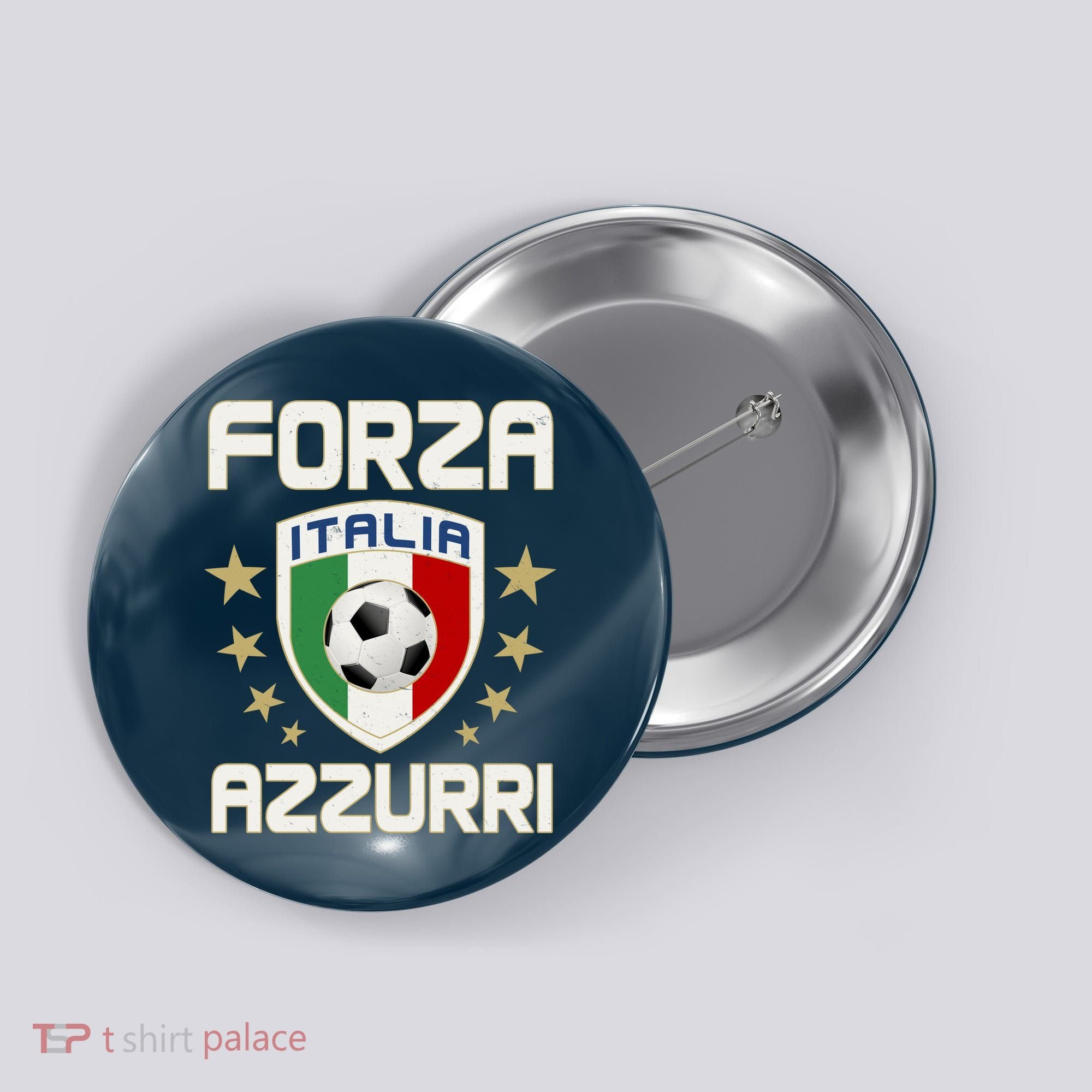 Forza Azzurri Italia Italy Shield Logo Soccer Team Button