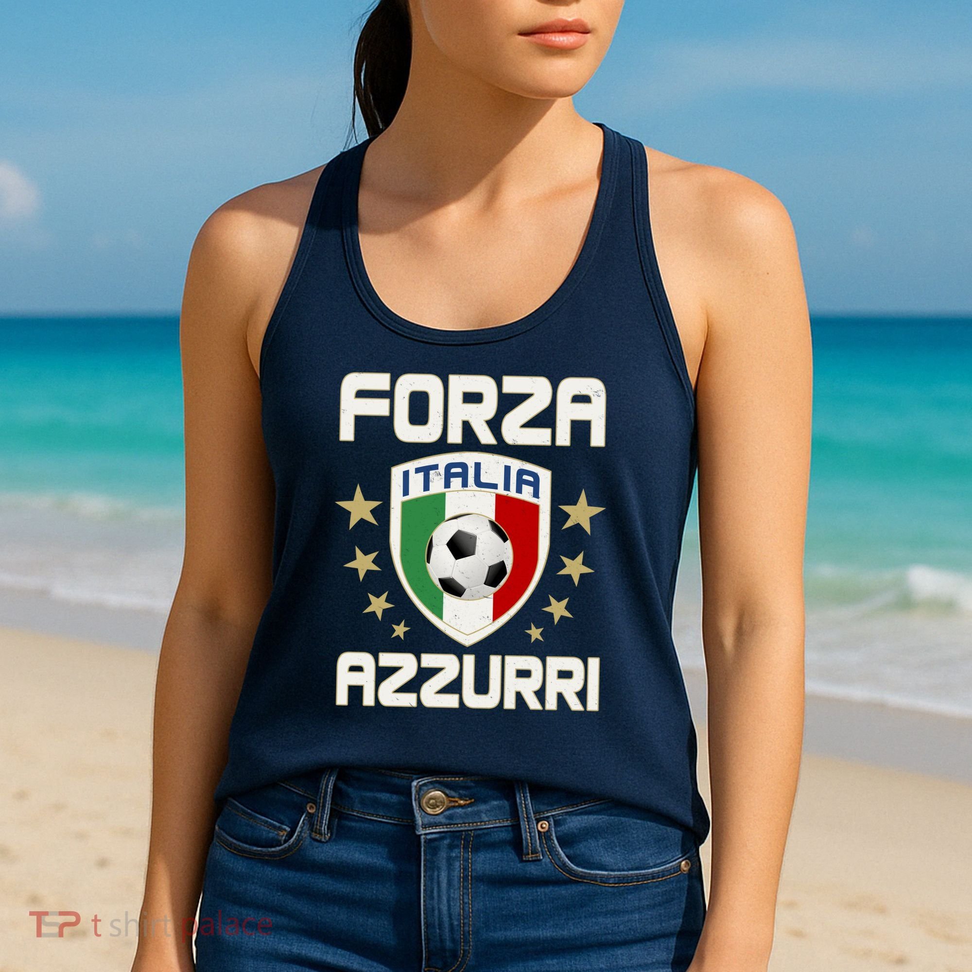 Forza Azzurri Italia Italy Shield Logo Soccer Team Women's Tank Top