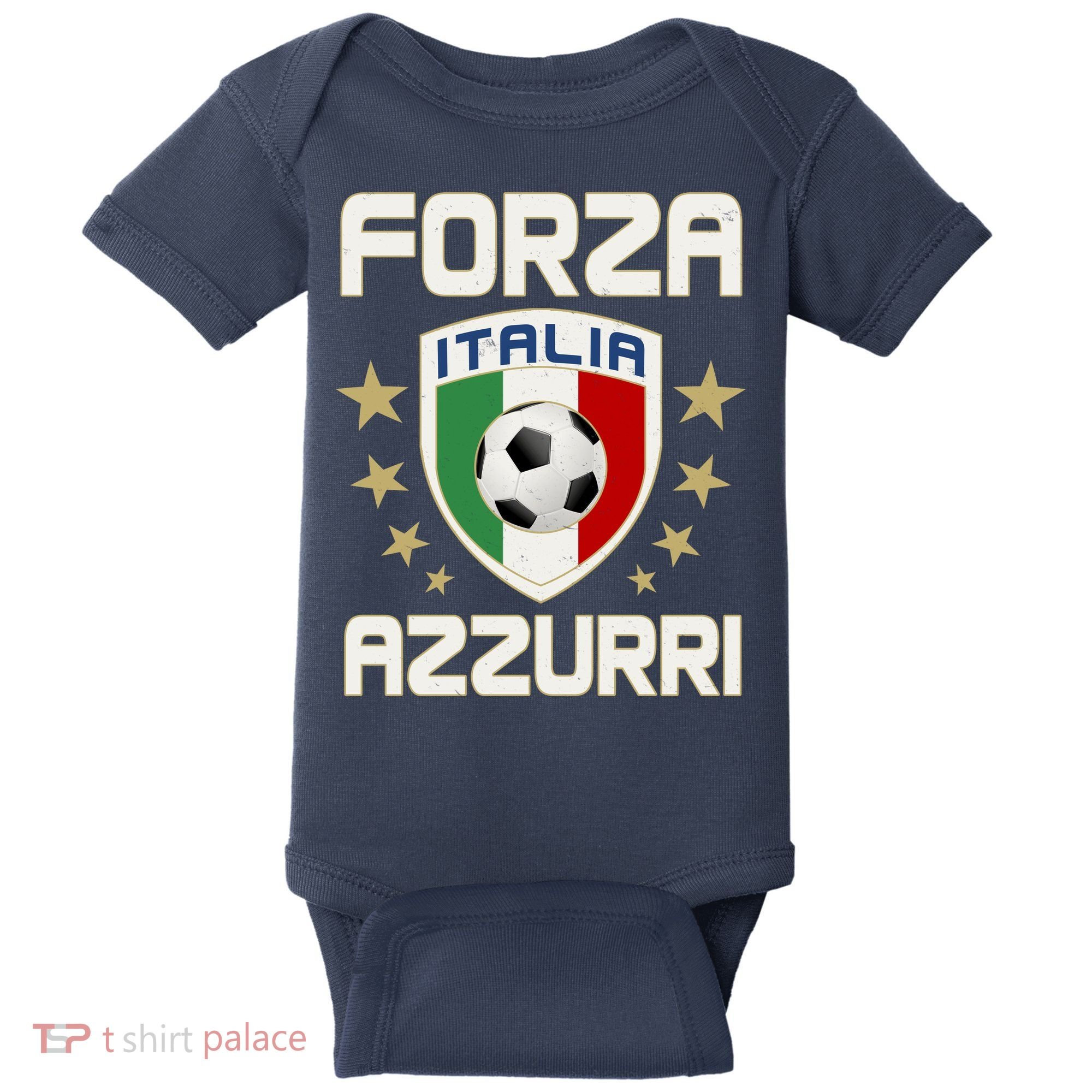 Forza Azzurri Italia Italy Shield Logo Soccer Team Baby Bodysuit