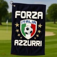 Forza Azzurri Italia Italy Shield Logo Soccer Team Golf Towel thumb 1
