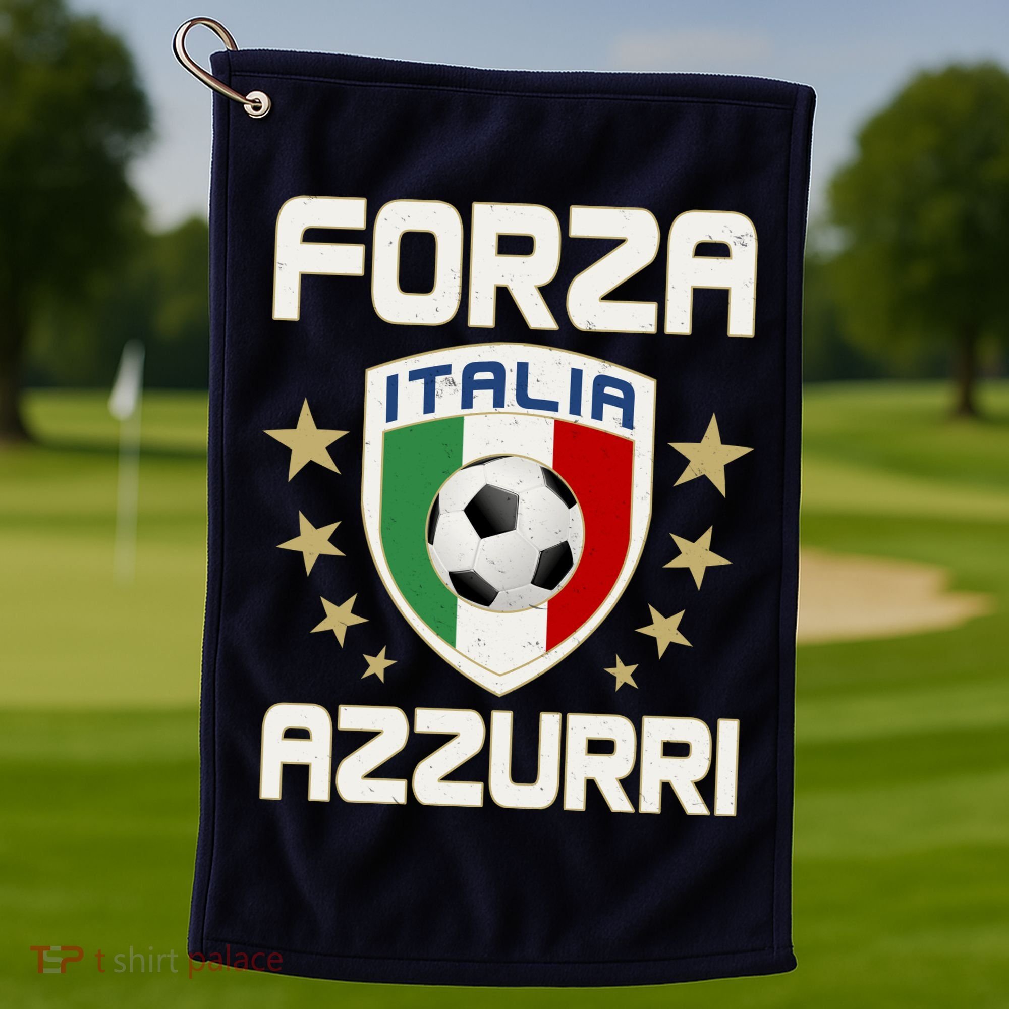 Forza Azzurri Italia Italy Shield Logo Soccer Team Golf Towel