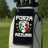 Forza Azzurri Italia Italy Shield Logo Soccer Team Golf Towel thumb 2