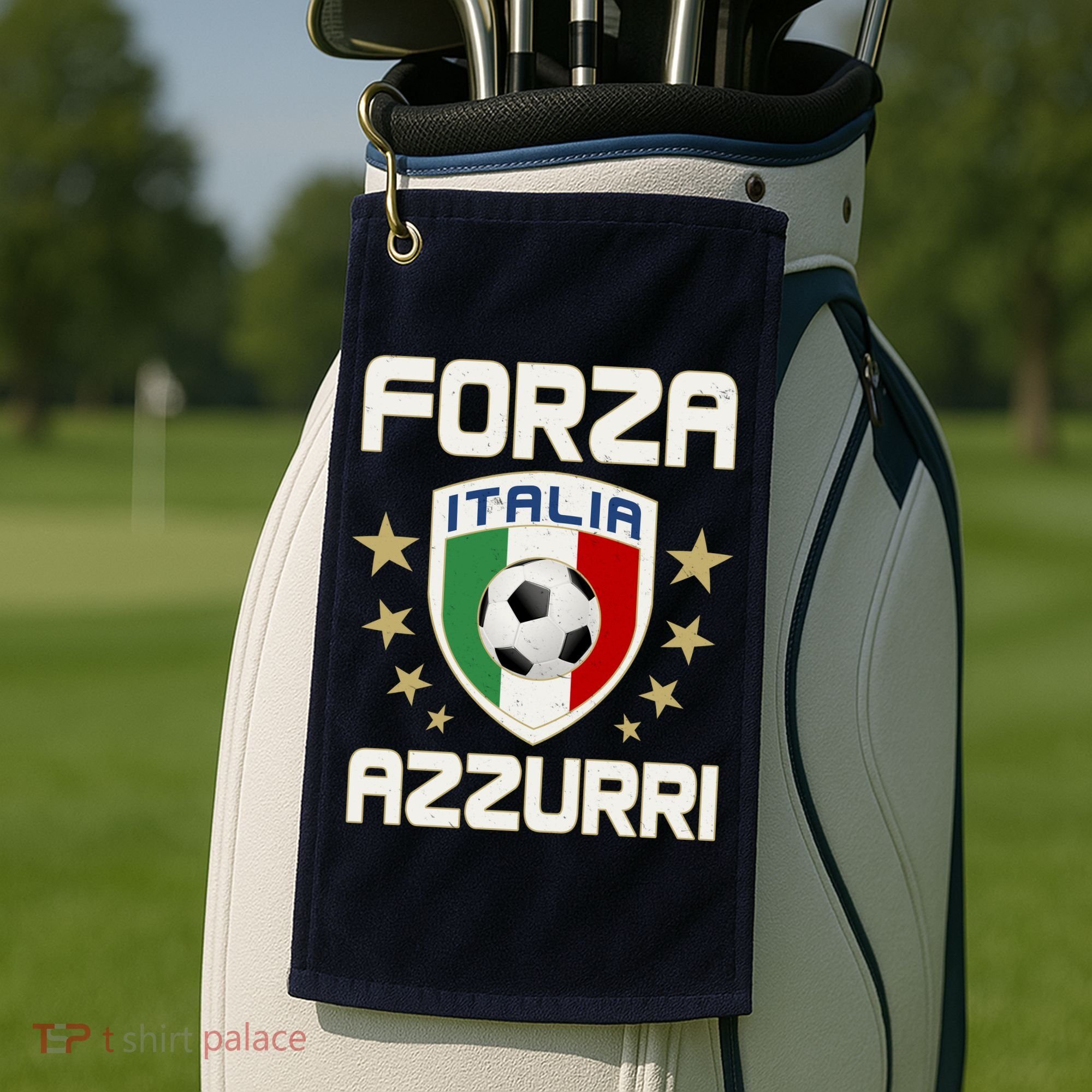 Forza Azzurri Italia Italy Shield Logo Soccer Team Golf Towel