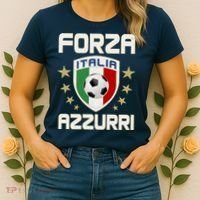 Forza Azzurri Italia Italy Shield Logo Soccer Team Women's T-Shirt thumb 2