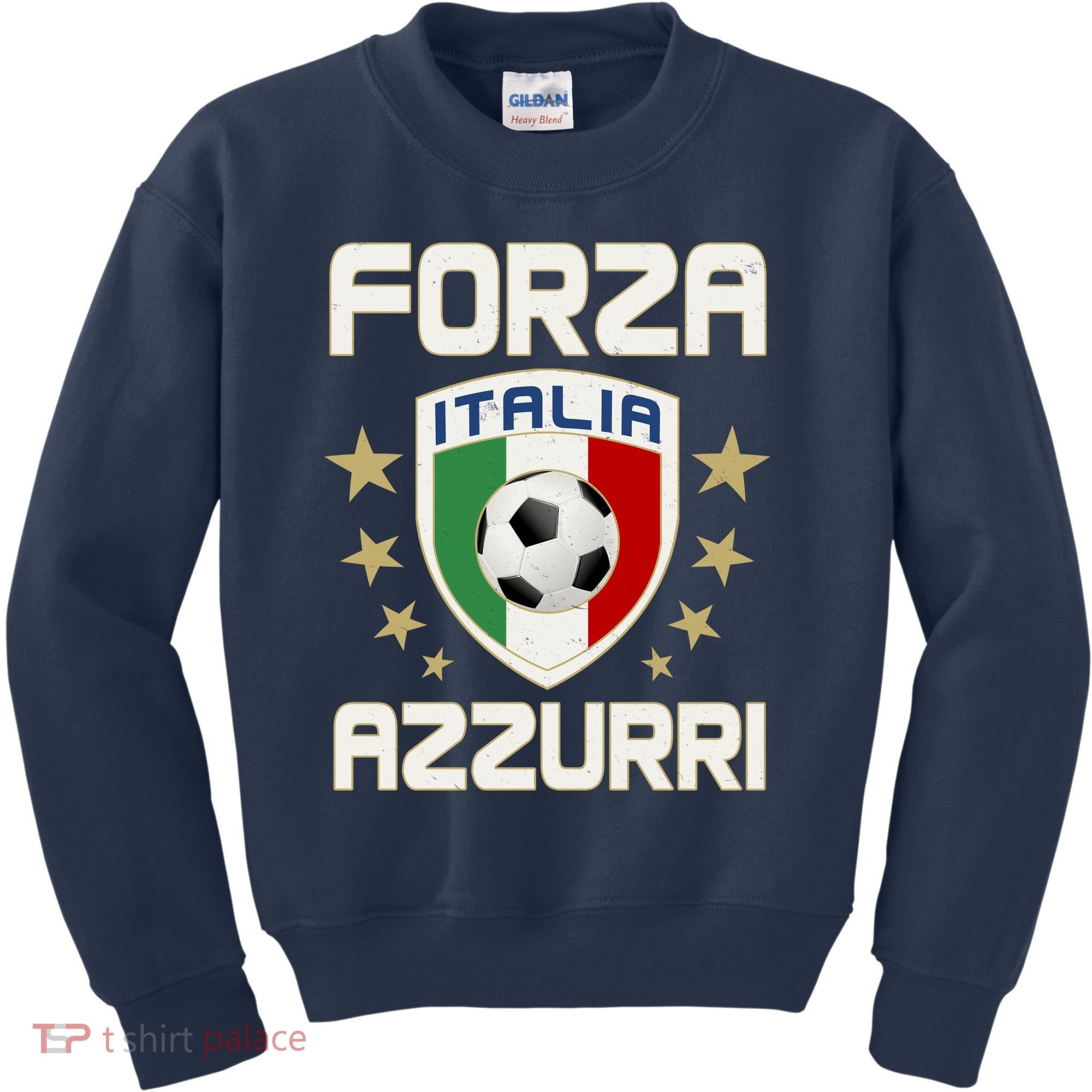 Forza Azzurri Italia Italy Shield Logo Soccer Team Kids Sweatshirt