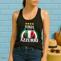 Forza Azzurri Italia Soccer Italian Team Flag 2021 Women's Tank Top thumb 2