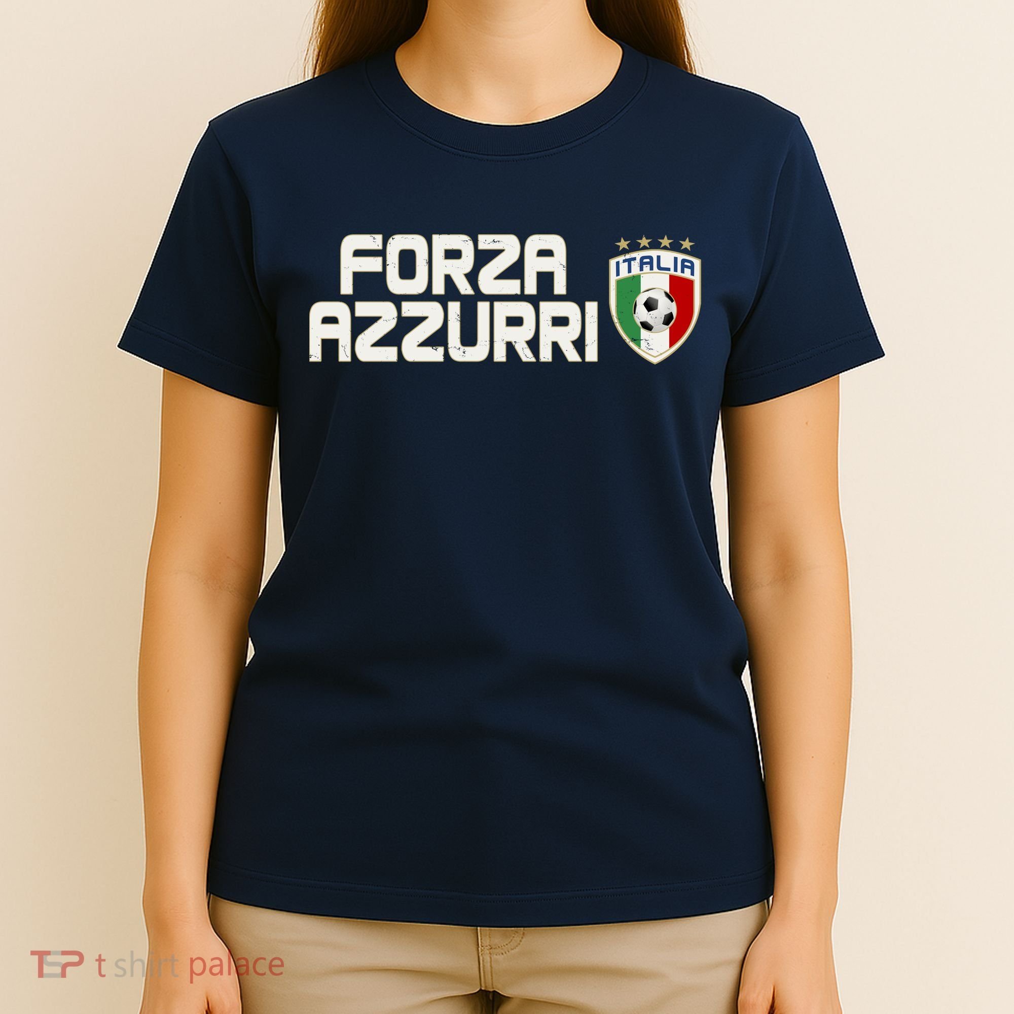 Forza Azzurri Italy Italia Soccer Team Fan Logo T-Shirt