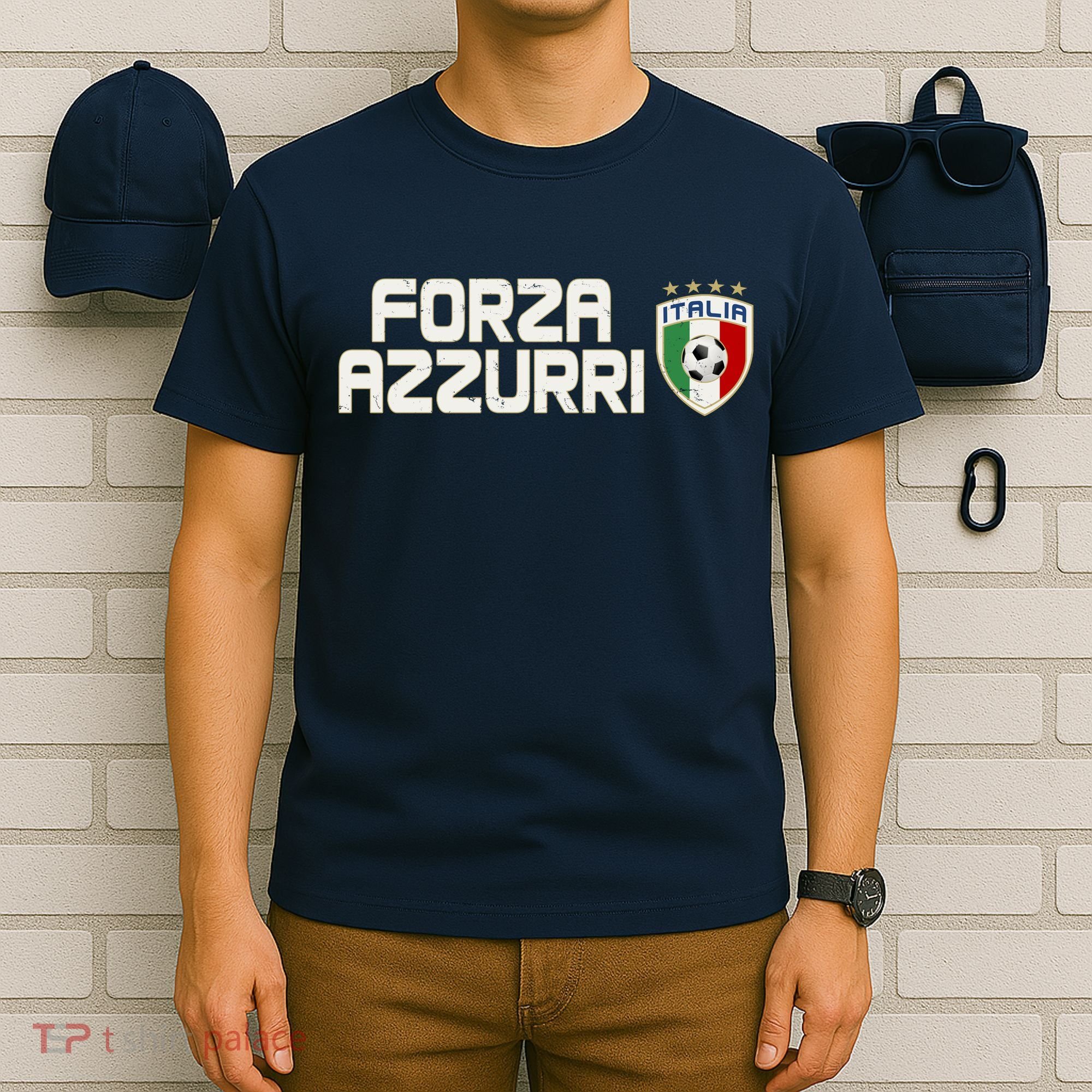 Forza Azzurri Italy Italia Soccer Team Fan Logo T-Shirt