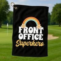 Front Office Superhero Secretary Administrative Assistant Golf Towel thumb 1