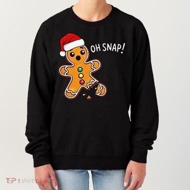 Funny Oh Snap Christmas Gingerbread With Santa Hat Women's Sweatshirt