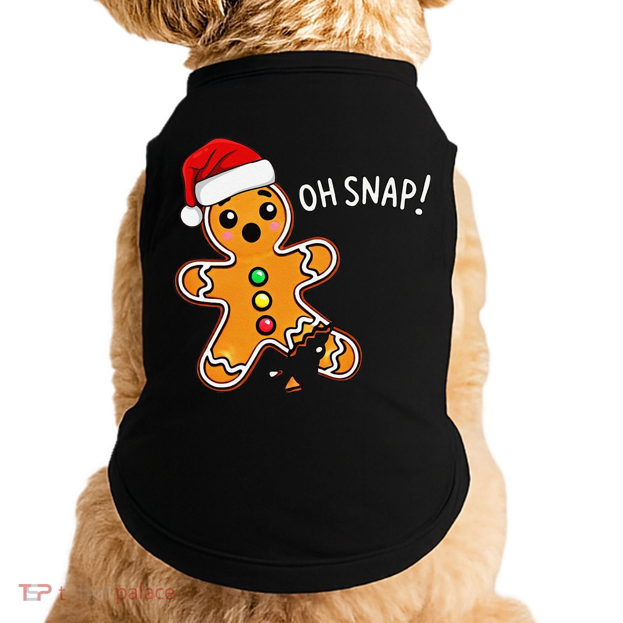 Funny Oh Snap Christmas Gingerbread With Santa Hat Doggie Tank