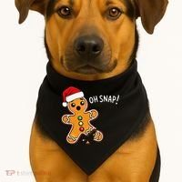 Funny Oh Snap Christmas Gingerbread With Santa Hat USA-Made Doggie Bandana thumb 1