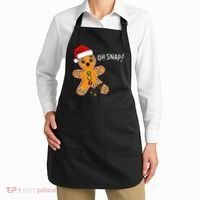 Funny Oh Snap Christmas Gingerbread With Santa Hat Apron thumb 2