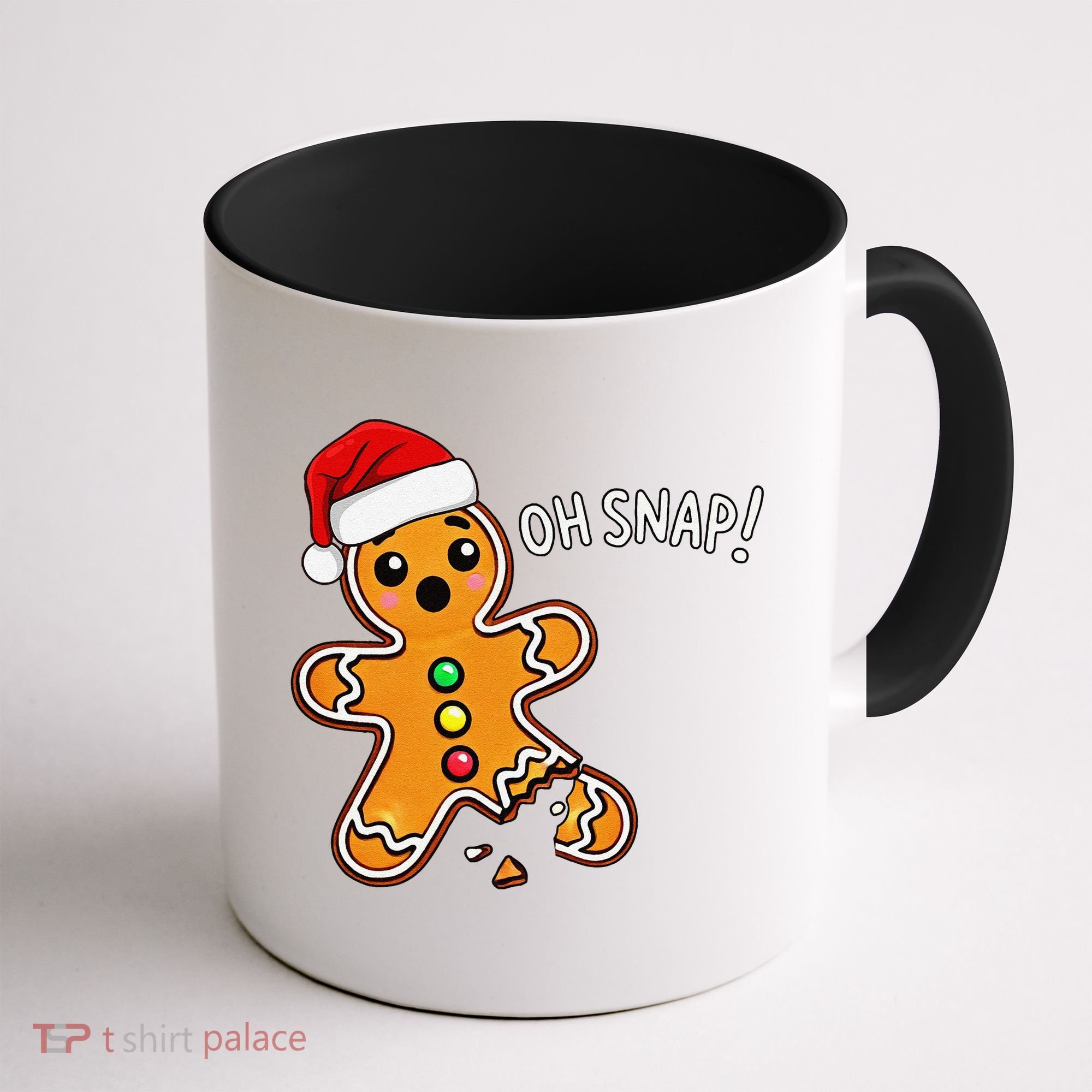 Funny Oh Snap Christmas Gingerbread With Santa Hat Coffee Mug