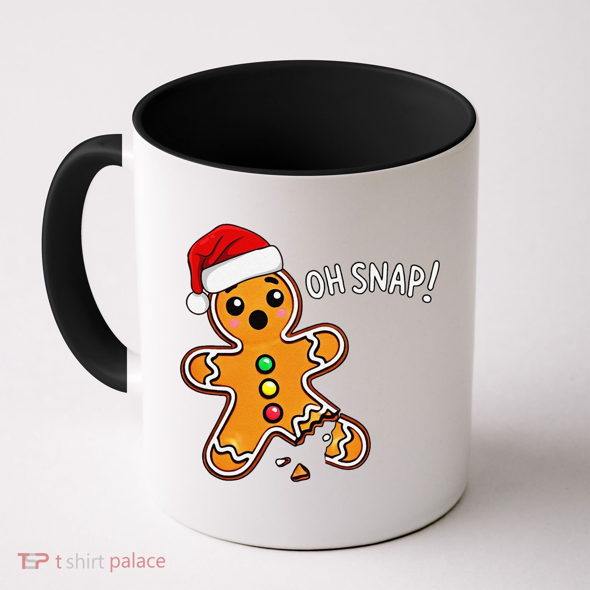Funny Oh Snap Christmas Gingerbread With Santa Hat Coffee Mug