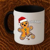Funny Oh Snap Christmas Gingerbread With Santa Hat Coffee Mug thumb 2
