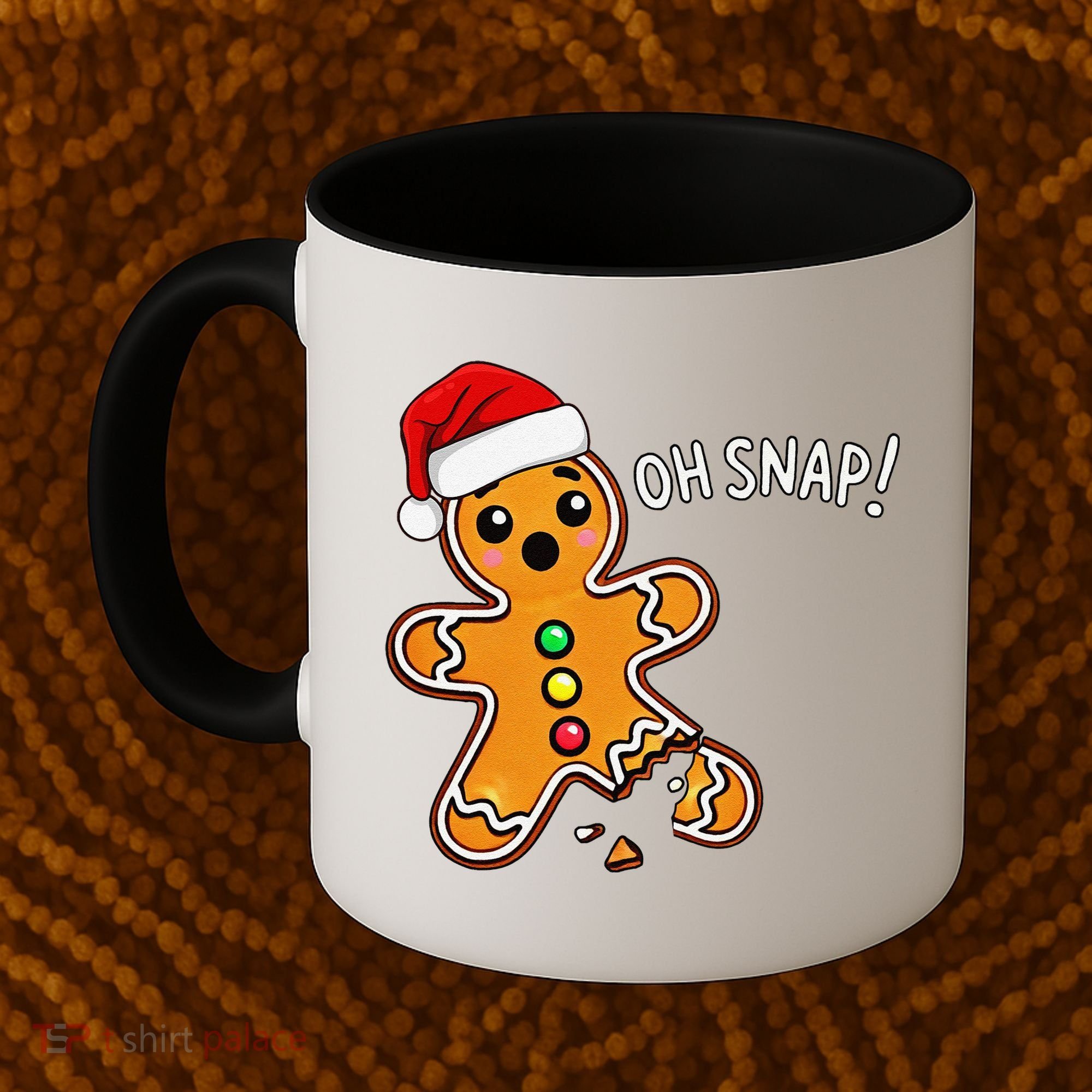 Funny Oh Snap Christmas Gingerbread With Santa Hat Coffee Mug