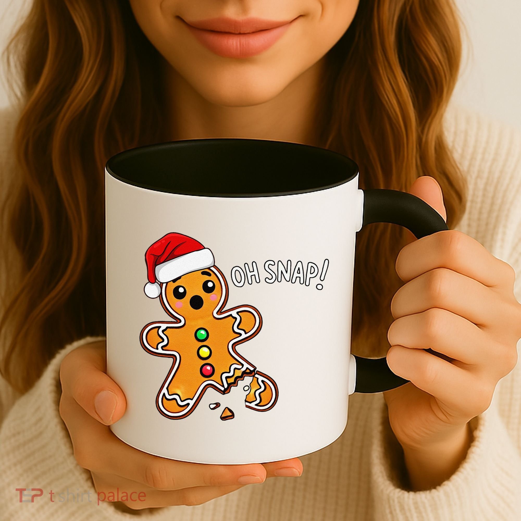 Funny Oh Snap Christmas Gingerbread With Santa Hat Coffee Mug