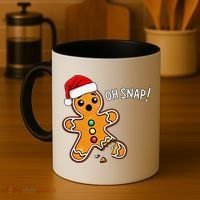 Funny Oh Snap Christmas Gingerbread With Santa Hat Coffee Mug thumb 4