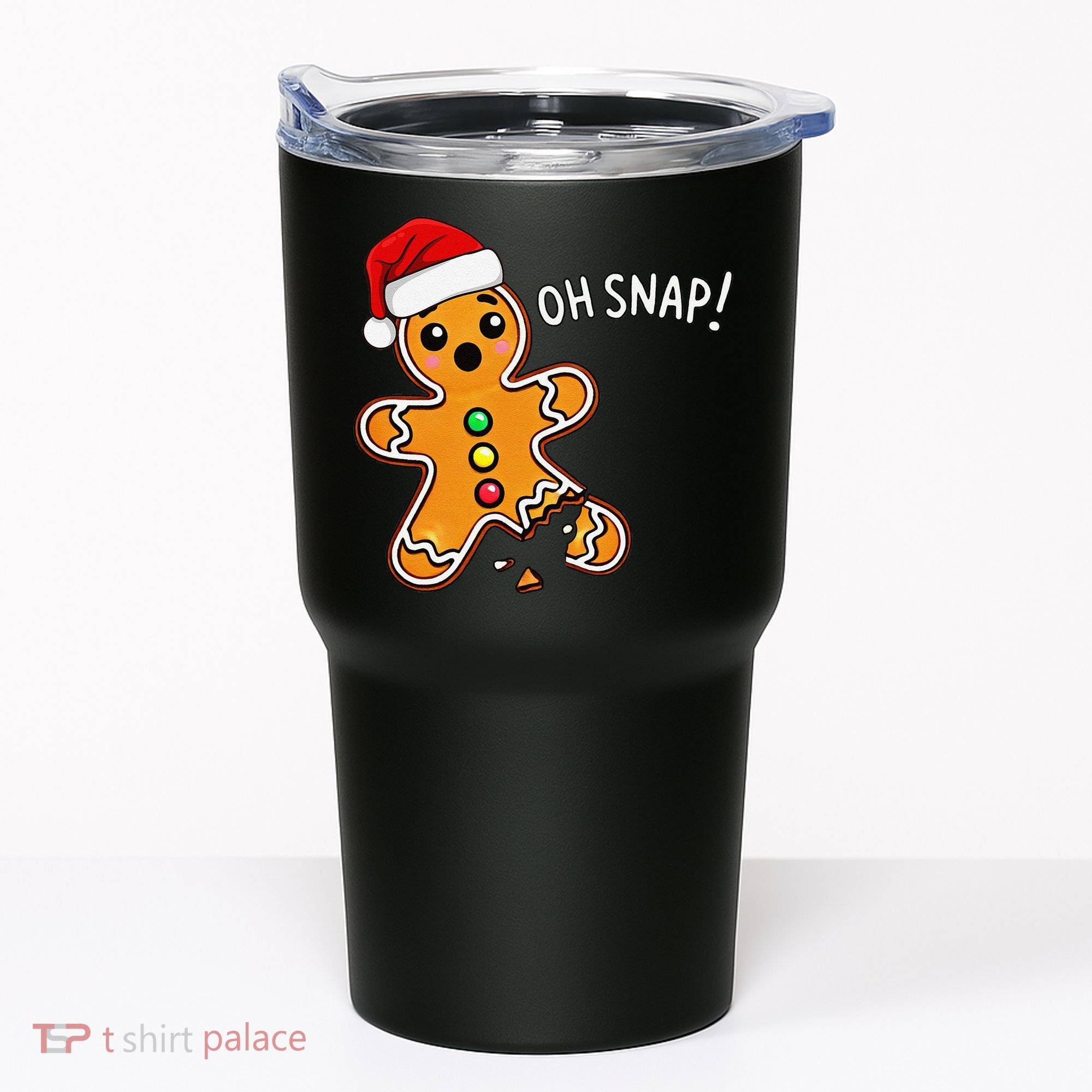 Funny Oh Snap Christmas Gingerbread With Santa Hat Tumbler