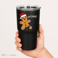 Funny Oh Snap Christmas Gingerbread With Santa Hat Tumbler thumb 2