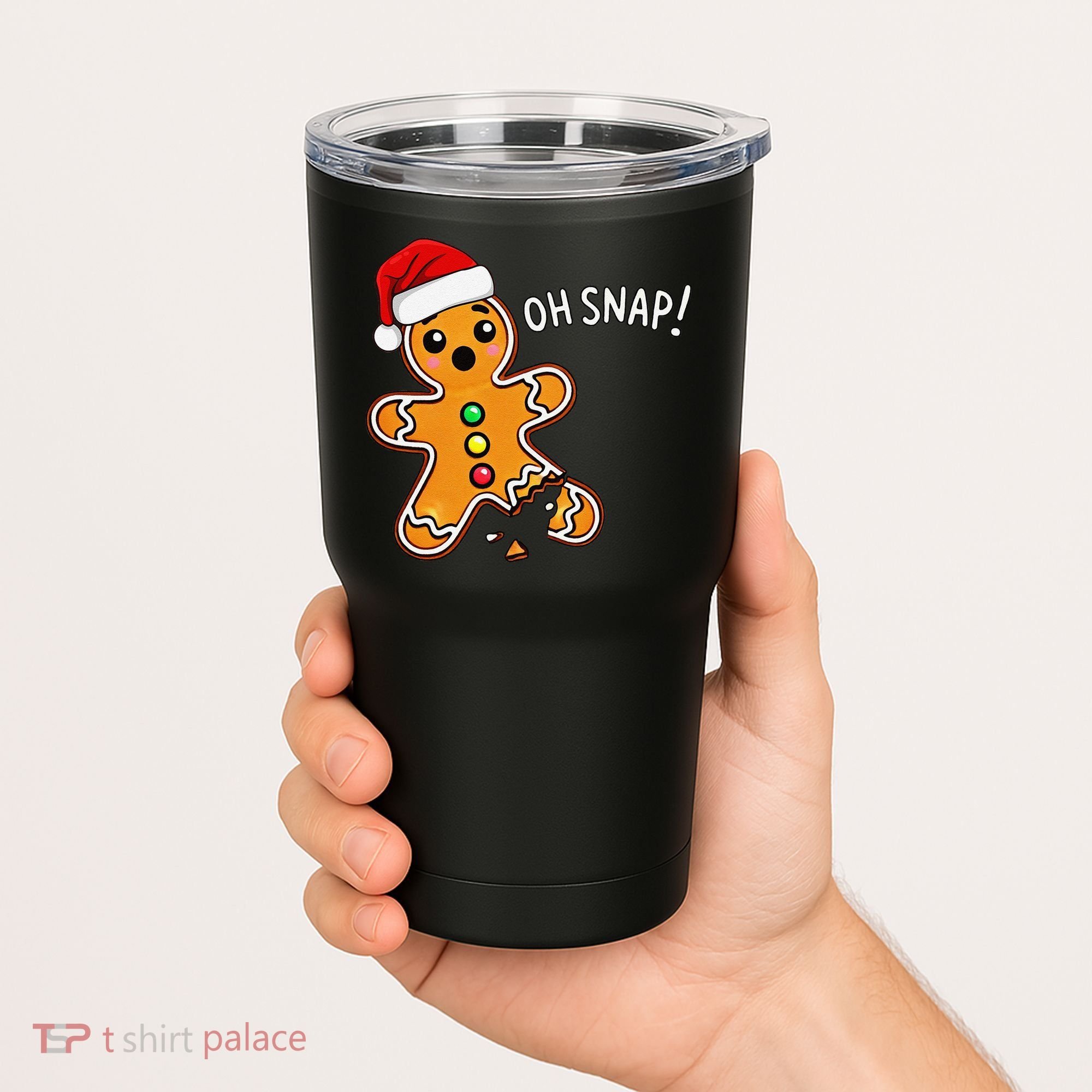 Funny Oh Snap Christmas Gingerbread With Santa Hat Tumbler