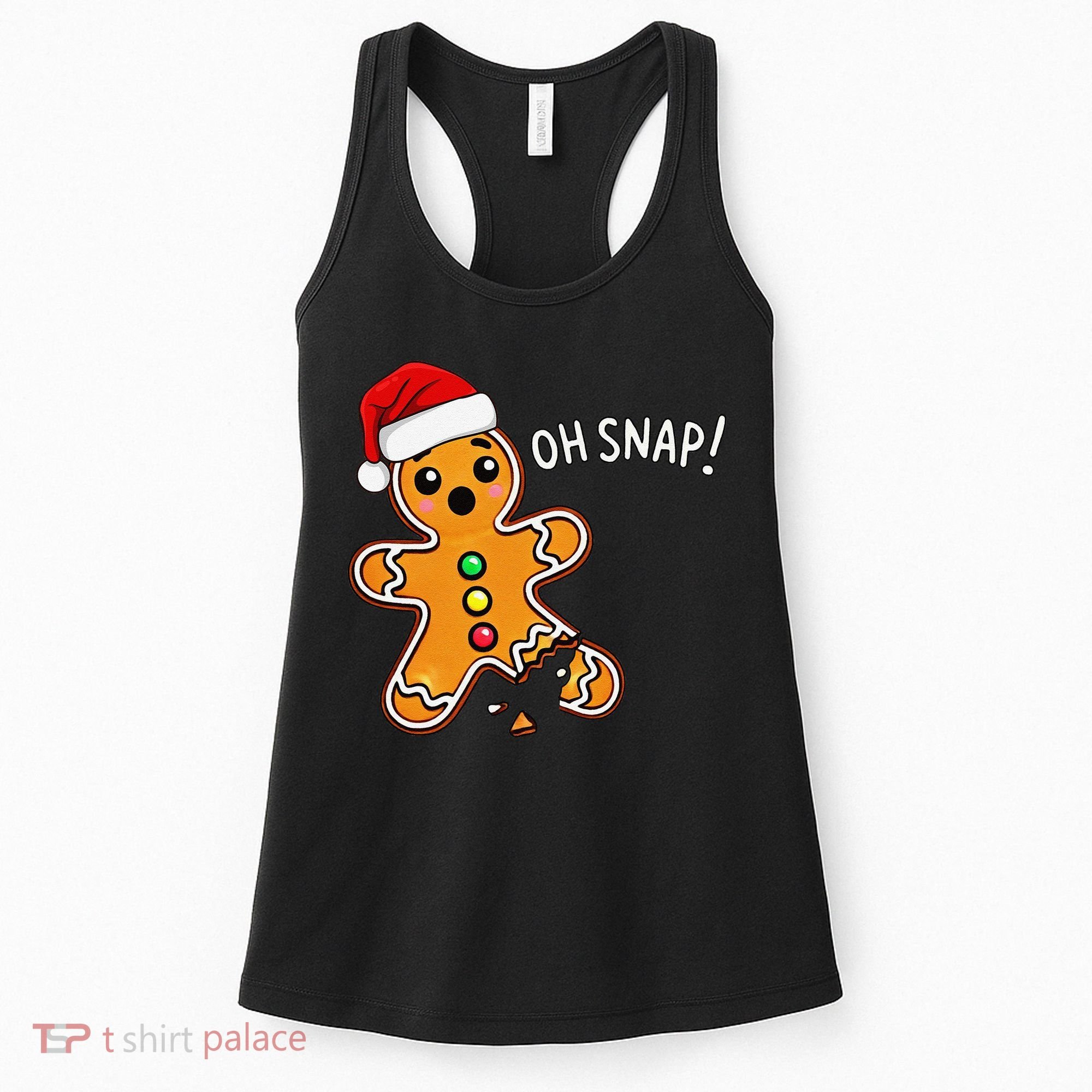 Funny Oh Snap Christmas Gingerbread With Santa Hat Women's Tank Top