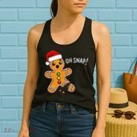 Funny Oh Snap Christmas Gingerbread With Santa Hat Women's Tank Top thumb 2
