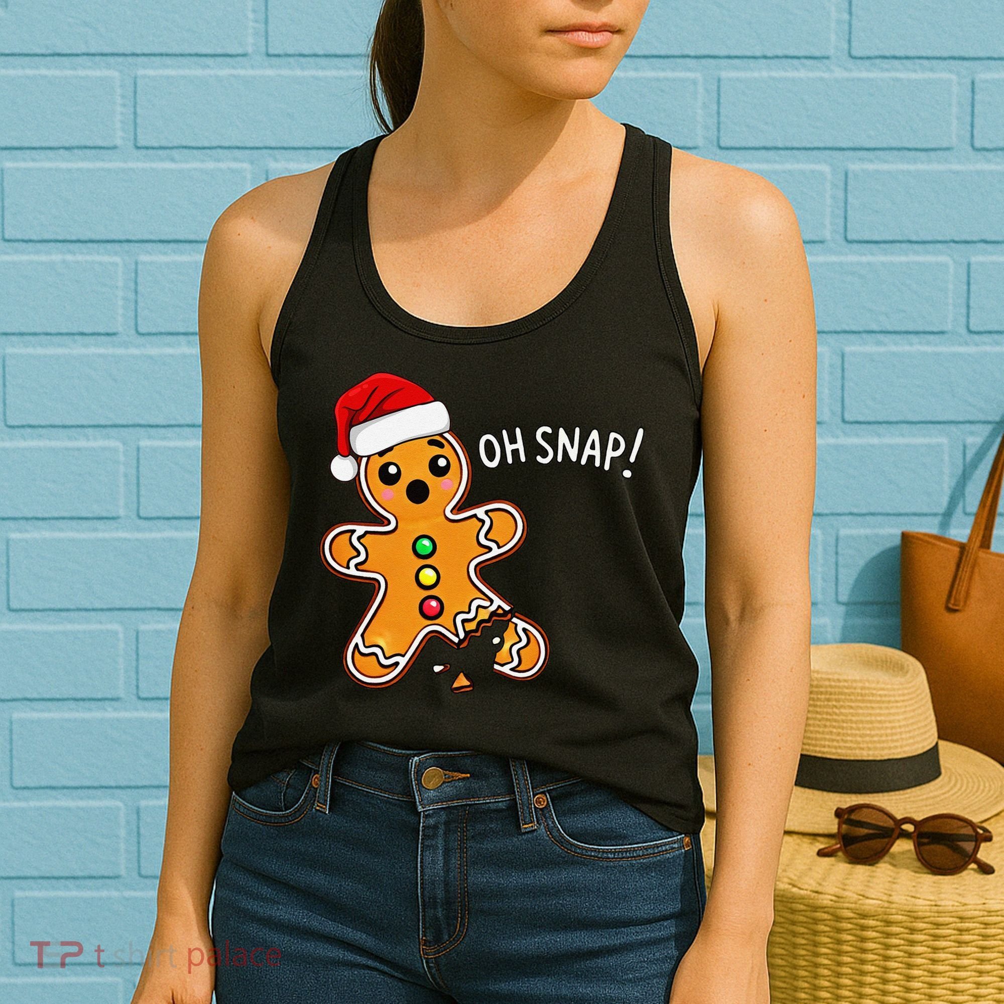 Funny Oh Snap Christmas Gingerbread With Santa Hat Women's Tank Top