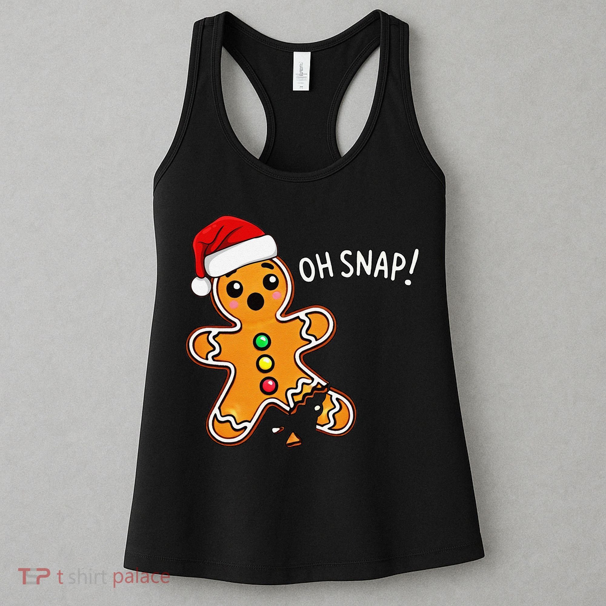 Funny Oh Snap Christmas Gingerbread With Santa Hat Women's Tank Top