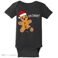 Funny Oh Snap Christmas Gingerbread With Santa Hat Baby Bodysuit thumb 0