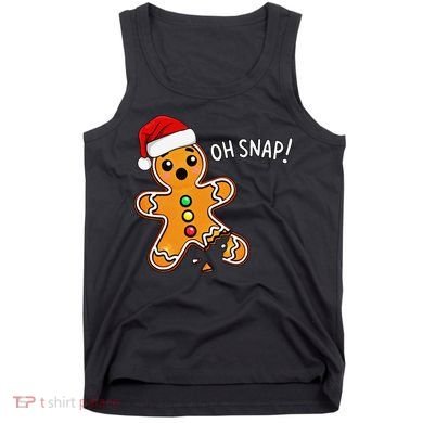 Funny Oh Snap Christmas Gingerbread With Santa Hat Tank Top