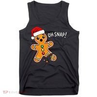 Funny Oh Snap Christmas Gingerbread With Santa Hat Tank Top thumb 0