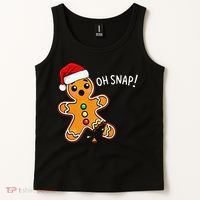 Funny Oh Snap Christmas Gingerbread With Santa Hat Tank Top thumb 2
