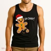Funny Oh Snap Christmas Gingerbread With Santa Hat Tank Top thumb 3